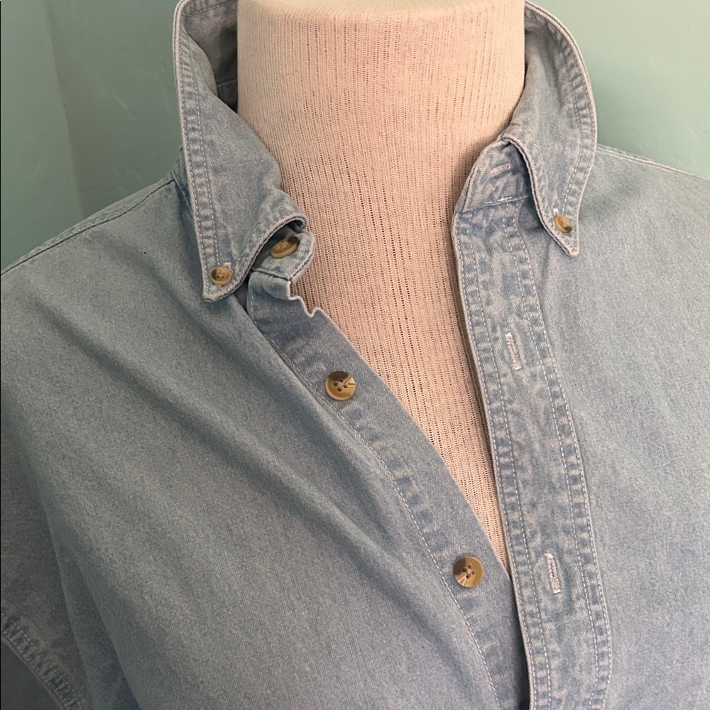 Dallas Cowboys Vintage Light Blue Denim Button-Up Shirt Lee Sport XL - Picture 6 of 9